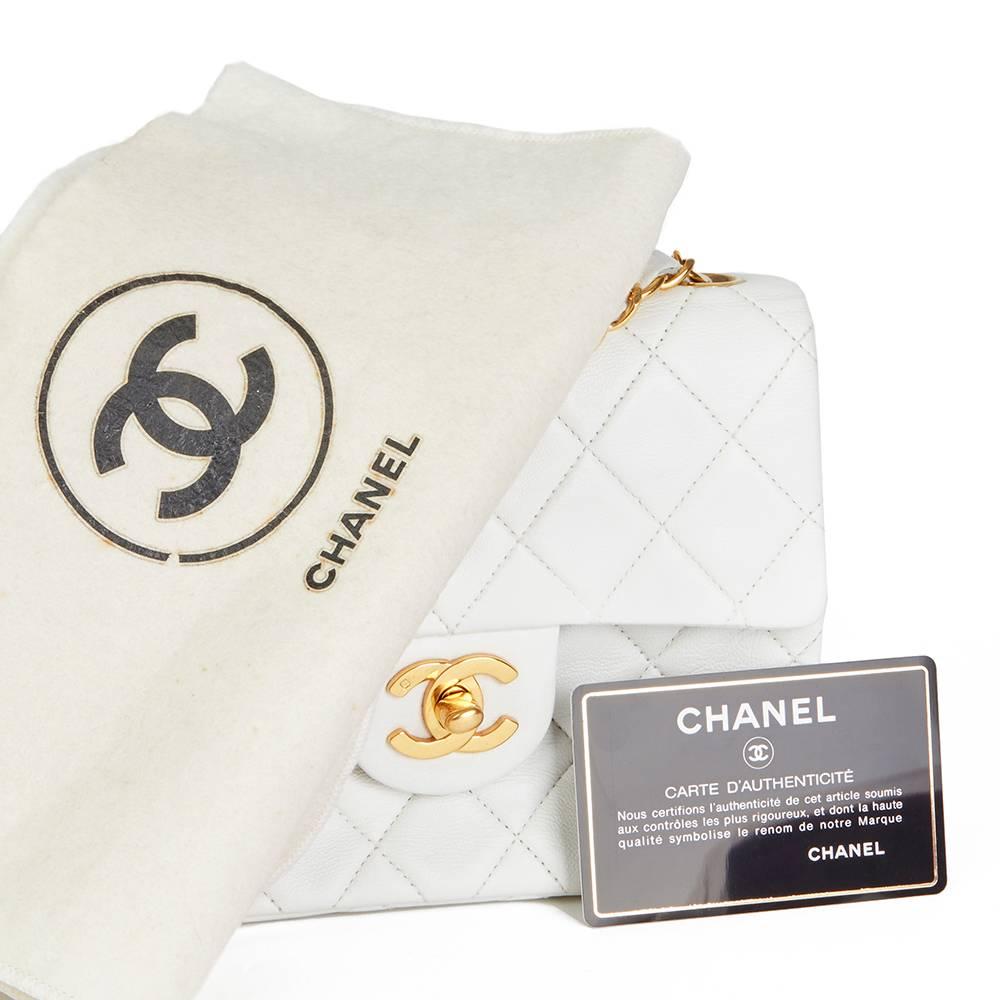1993 Chanel White Quilted Lambskin Vintage Mini Flap Bag  2