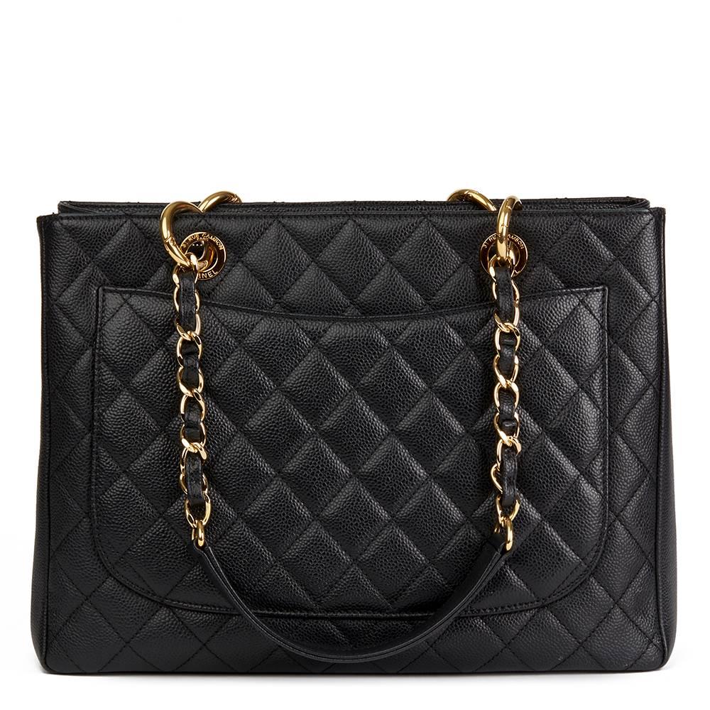 2012 Chanel Black Quilted Caviar Leather Grand Shopping Tote GST In Excellent Condition In Bishop's Stortford, Hertfordshire