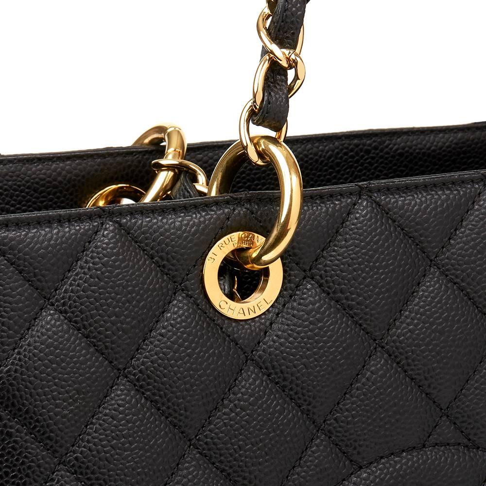 2012 Chanel Black Quilted Caviar Leather Grand Shopping Tote GST 2