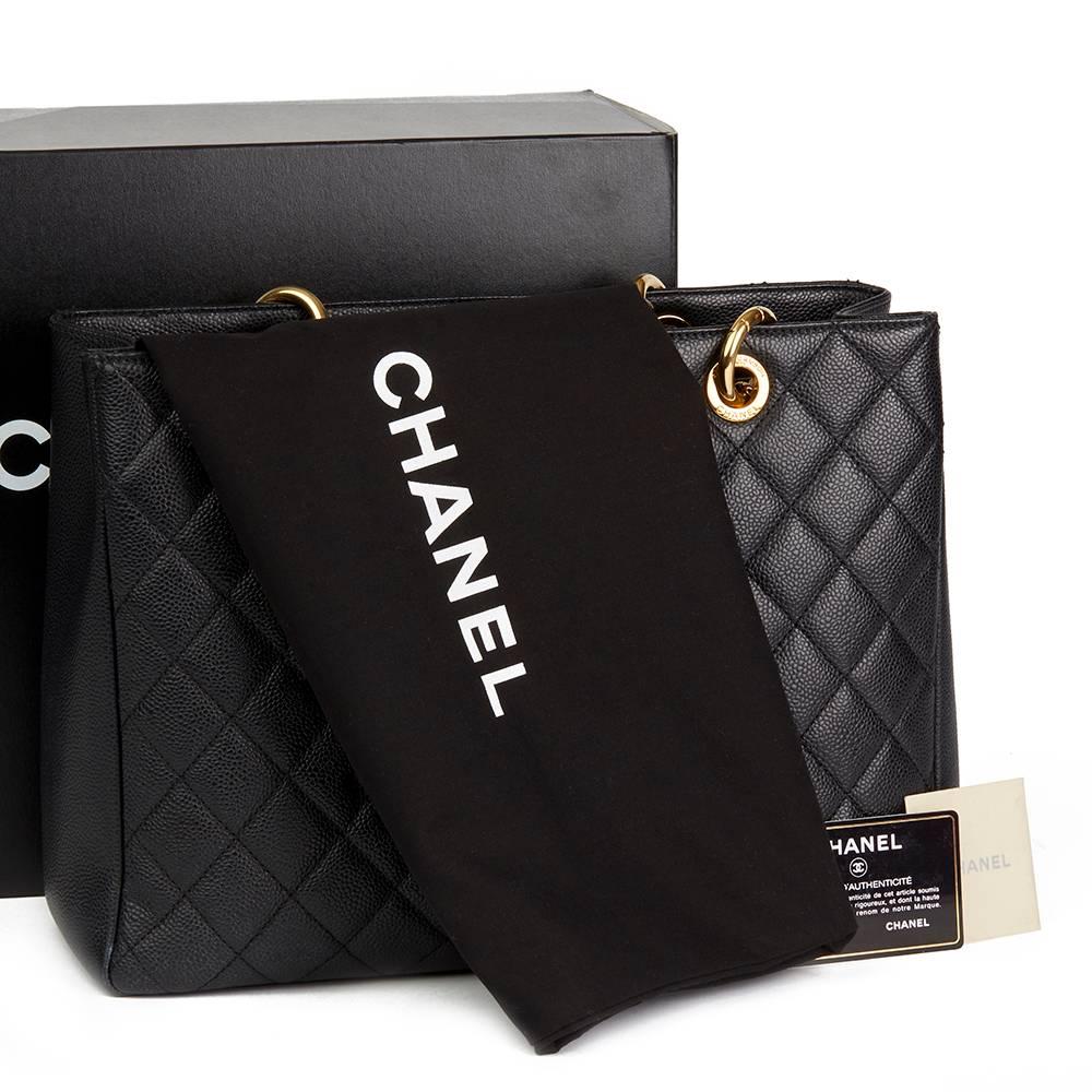 2012 Chanel Black Quilted Caviar Leather Grand Shopping Tote GST 5