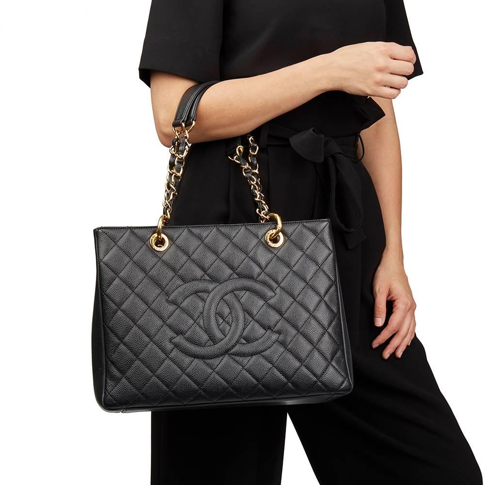 2012 Chanel Black Quilted Caviar Leather Grand Shopping Tote GST 6