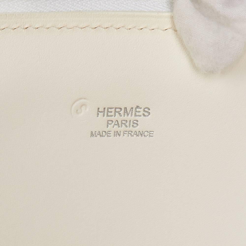 Hermes White Swift Leather and Black Denim Bolide 35cm Bag, 2013  3