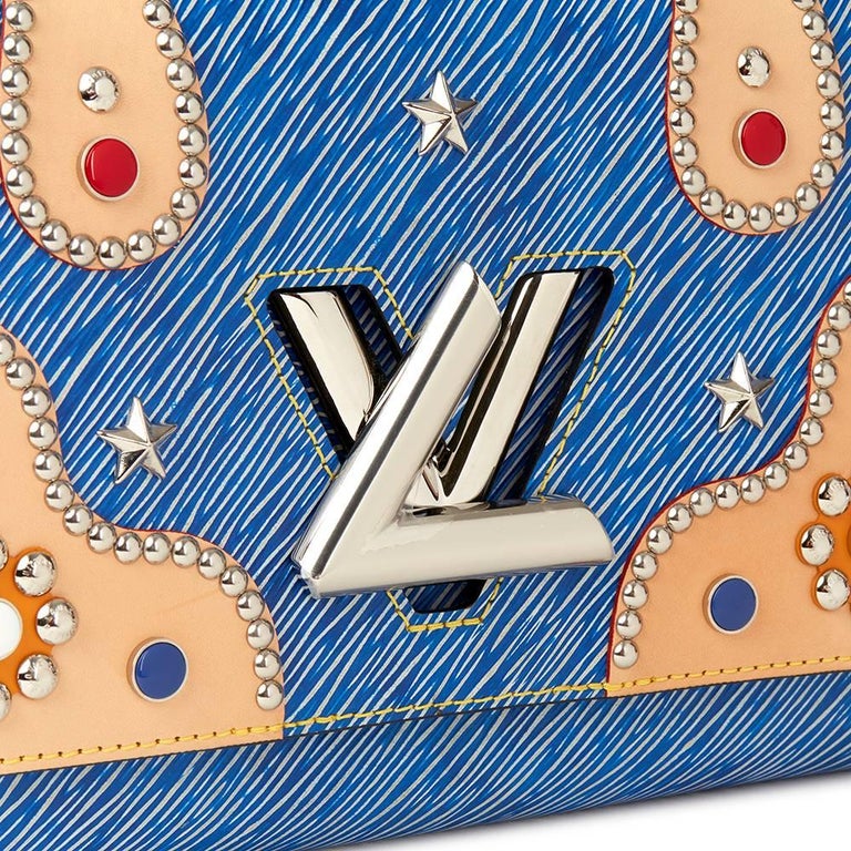 2017 Louis Vuitton Blue Denim Epi Leather Studs and Coloured Cabochons Twist MM at 1stdibs