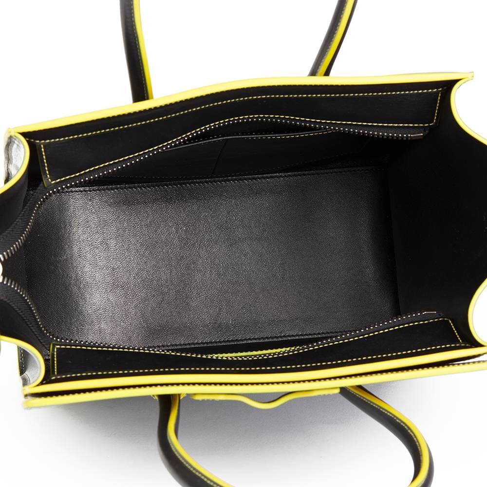 2016 Celine Black Smooth Calfskin Leather Debossed Micro Luggage Tote  1