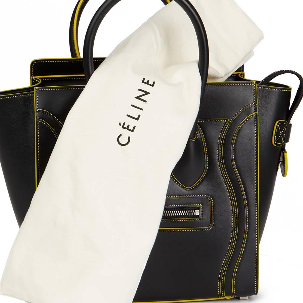 2016 Celine Black Smooth Calfskin Leather Debossed Micro Luggage Tote  2