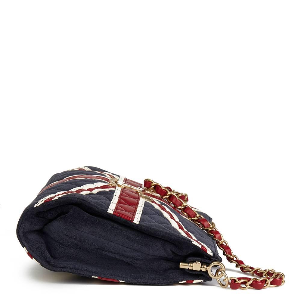 CHANEL
Navy Suede, Red & White Lambskin Union Jack Shoulder Bag

Reference: HB1941
Serial Number: 12336450
Age (Circa): 2009
Accompanied By: Chanel Dust Bag, Authenticity Card, Care Booklet
Authenticity Details: Authenticity Card, Serial Sticker