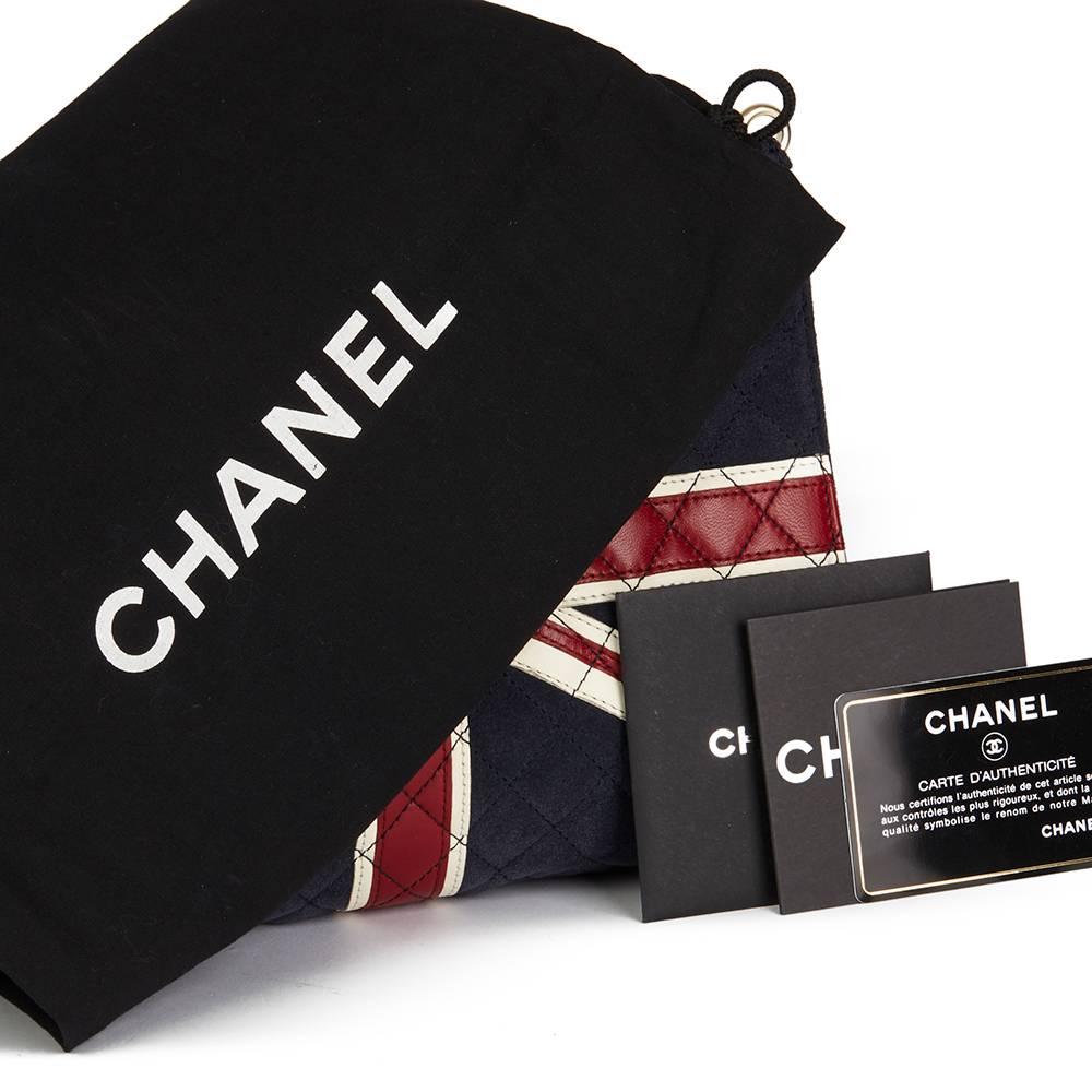 2009 Chanel Navy Suede Red and White Lambskin Union Jack Shoulder Bag 3