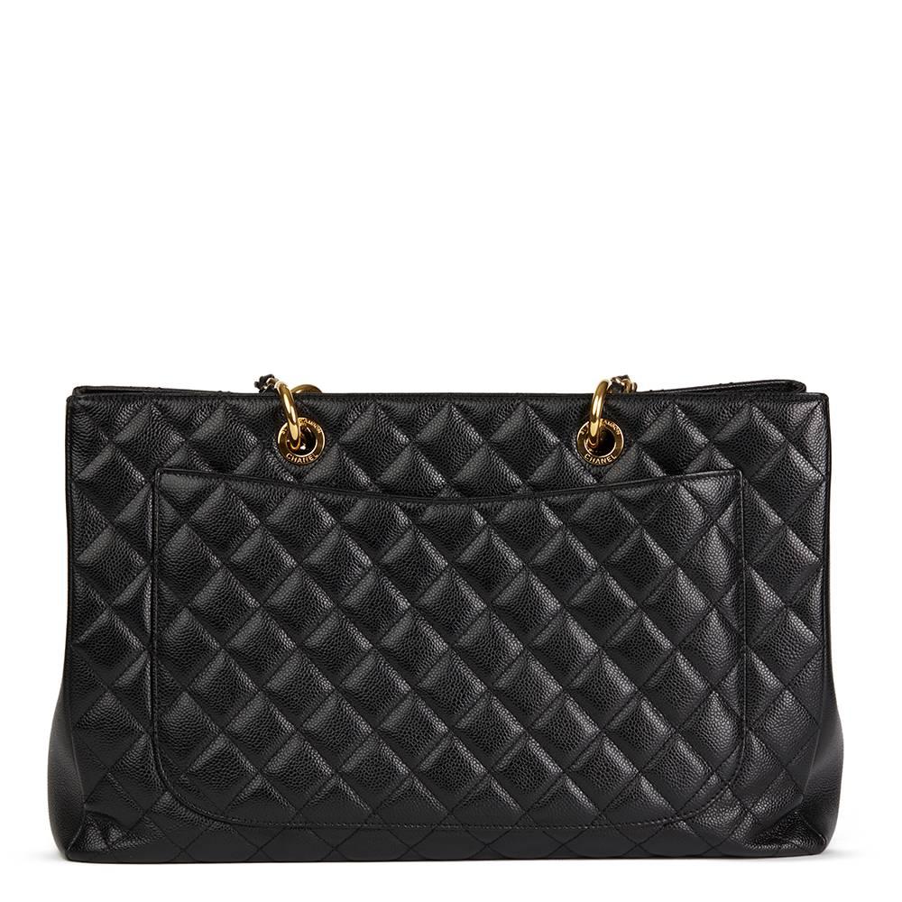 2012 Chanel Black Quilted Caviar Leather Grand Shopping Tote XL In Excellent Condition In Bishop's Stortford, Hertfordshire