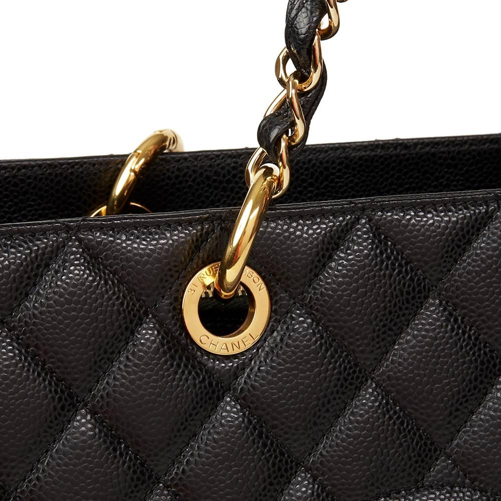 2012 Chanel Black Quilted Caviar Leather Grand Shopping Tote XL 2