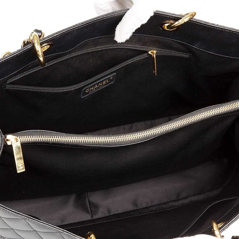 2012 Chanel Black Quilted Caviar Leather Grand Shopping Tote XL 4
