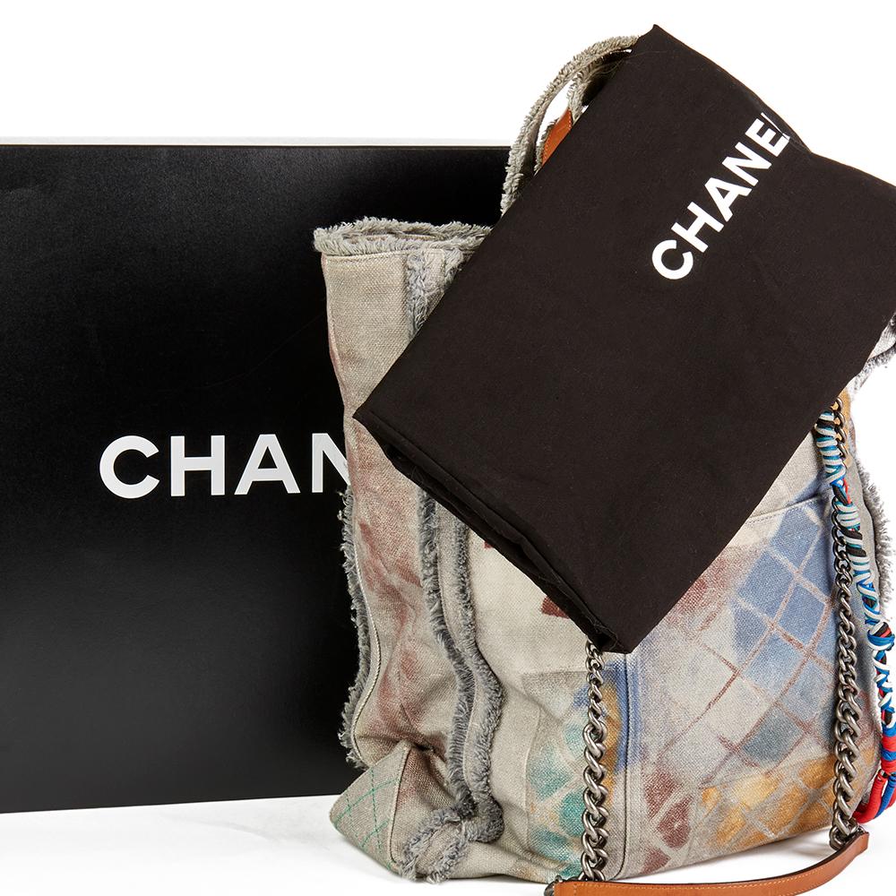 2014 Chanel Grey Painted Canvas Graffiti Tote 1