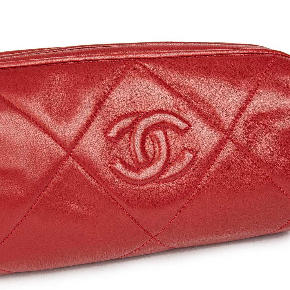 Chanel Red Quilted Lambskin Vintage Timeless Fringe Shoulder Pochette, 1988  1