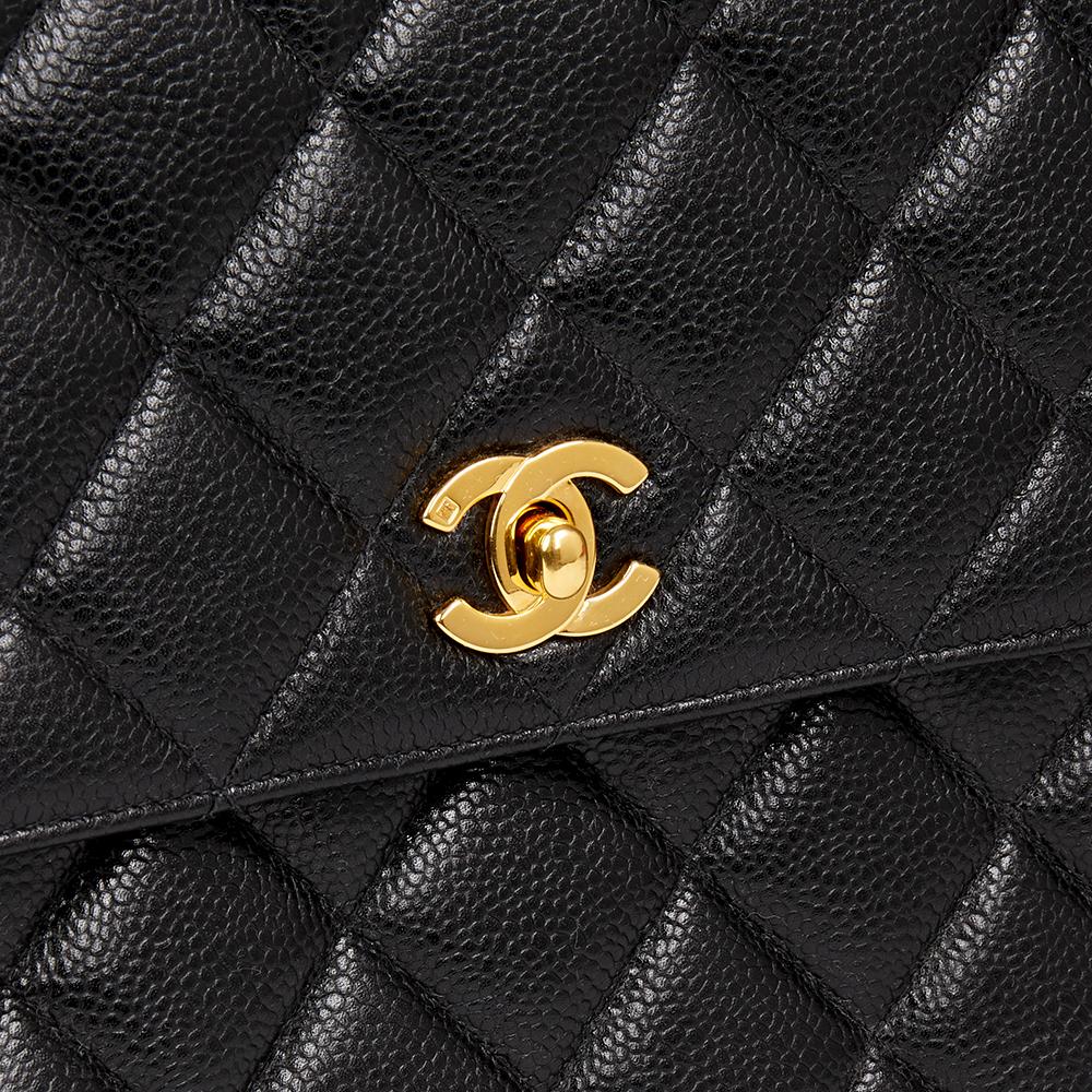 1995 Chanel Black Quilted Caviar Leather Vintage Classic Single Flap Bag  In Excellent Condition In Bishop's Stortford, Hertfordshire