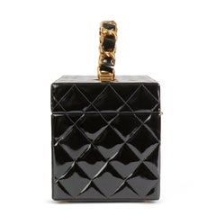 1994 Chanel Black Patent Leather Vintage Classic Vanity Case