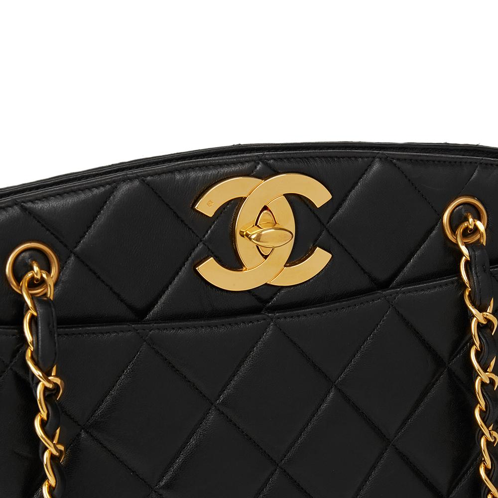 1994 Chanel Black Quilted Lambskin Vintage XL Timeless Shoulder Bag  1