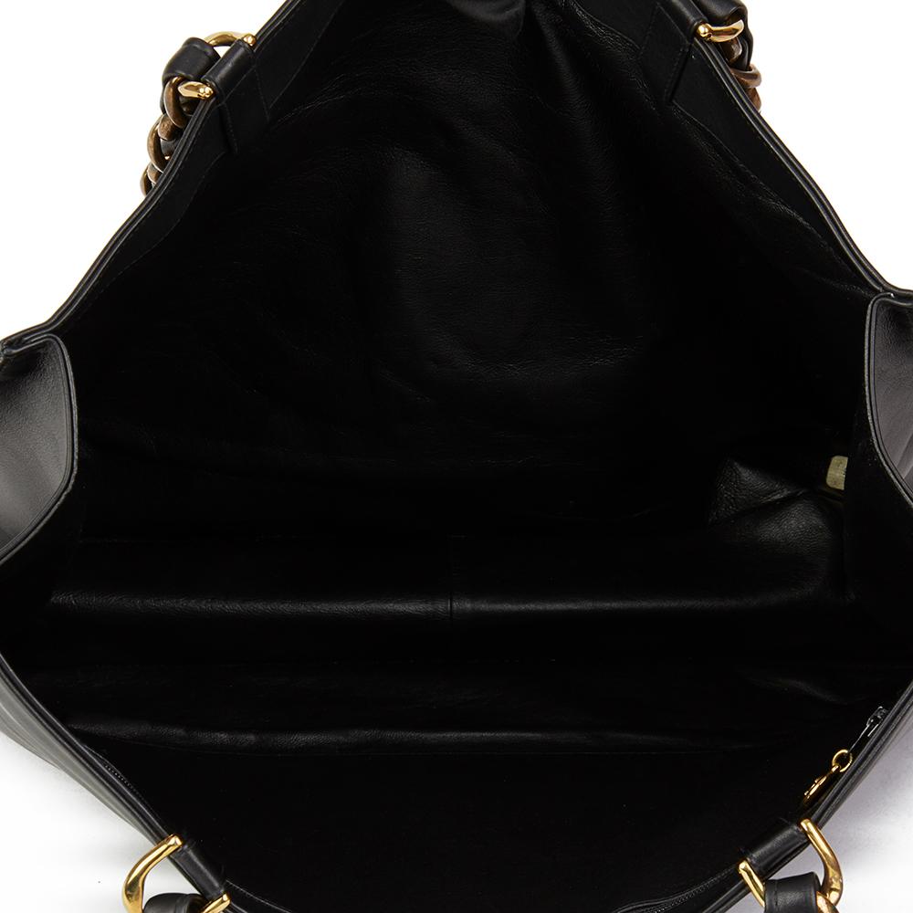 1994 Chanel Black Lambskin Vintage Jumbo XL Timeless Shopping Tote 3