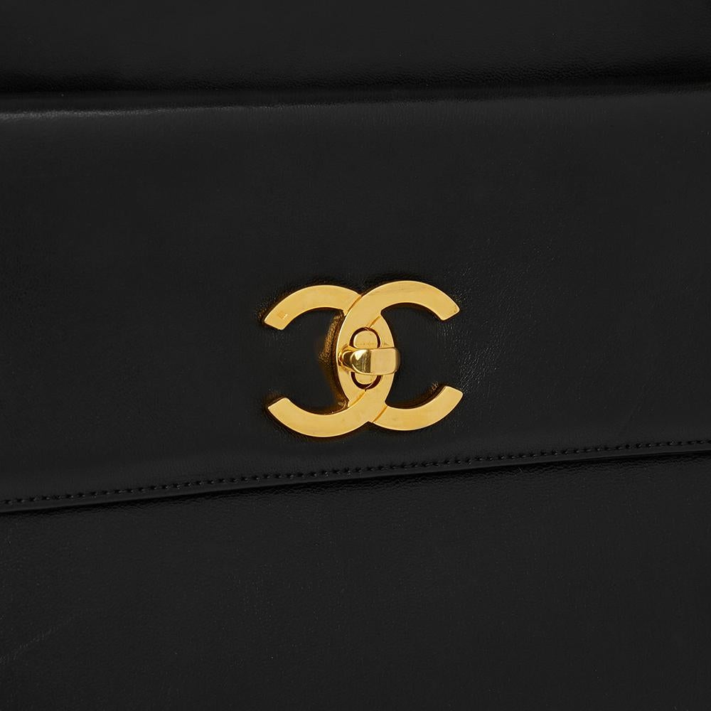  1994 Chanel Black Lambskin Vintage Classic Shoulder Bag  1