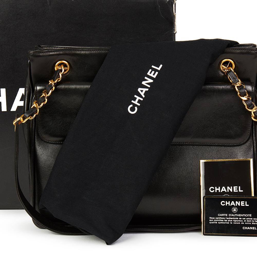  1994 Chanel Black Lambskin Vintage Classic Shoulder Bag  5