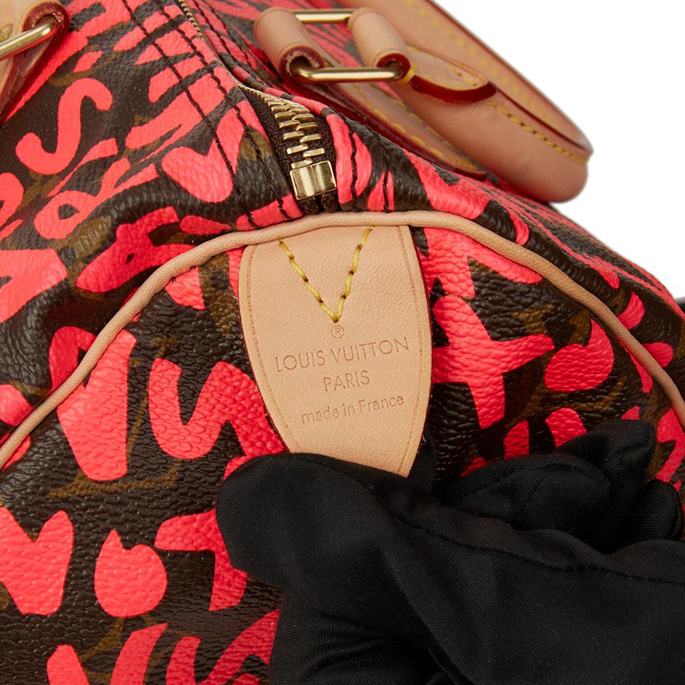 Women's Louis Vuitton Coated Monogram Canvas Stephen Sprouse Pink Graffiti Speedy 30 Bag