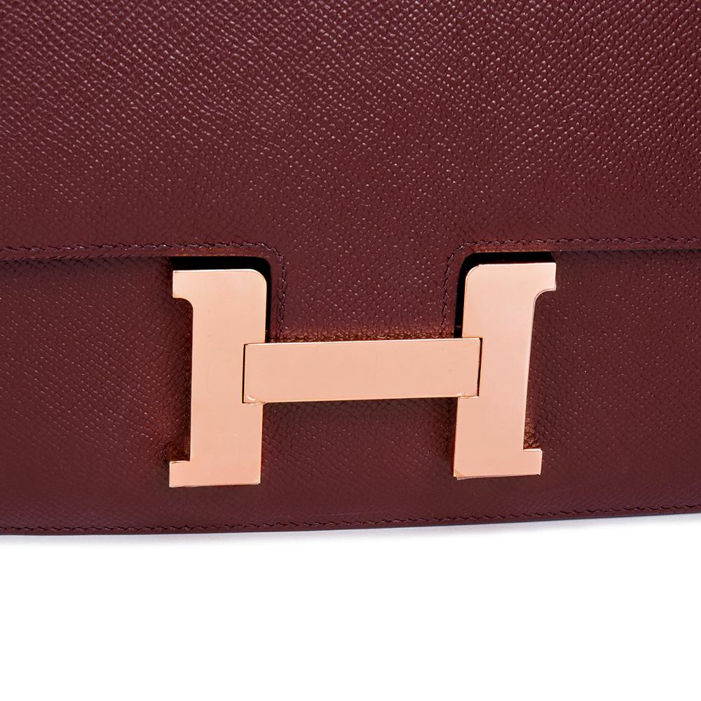 Brown Hermes Bordeaux Epsom Leather Constance 24 Bag, 2017 