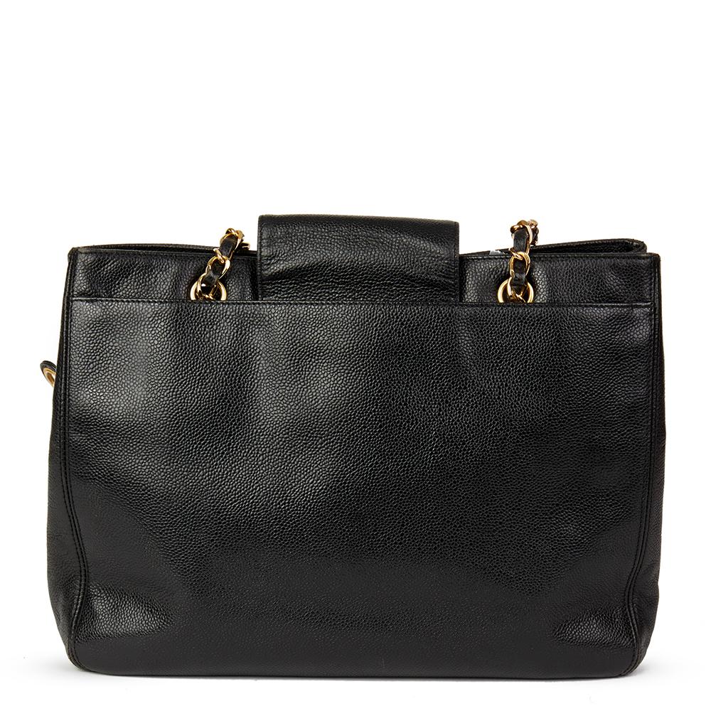 Women's Chanel Black Caviar Leather Vintage Classic Shoulder Bag 
