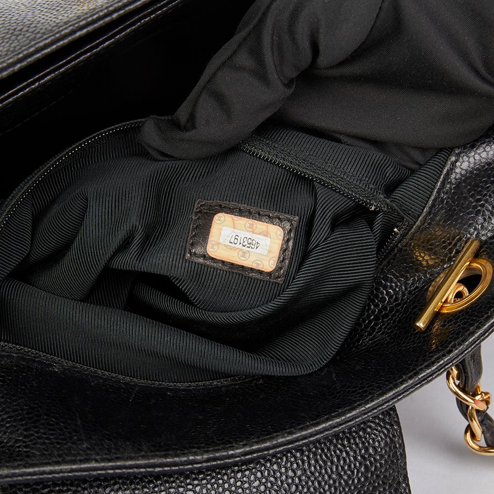 Chanel Black Caviar Leather Vintage Classic Shoulder Bag  4