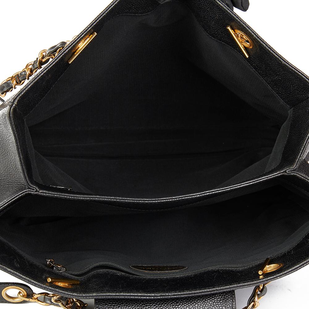 Chanel Black Caviar Leather Vintage Classic Shoulder Bag  5