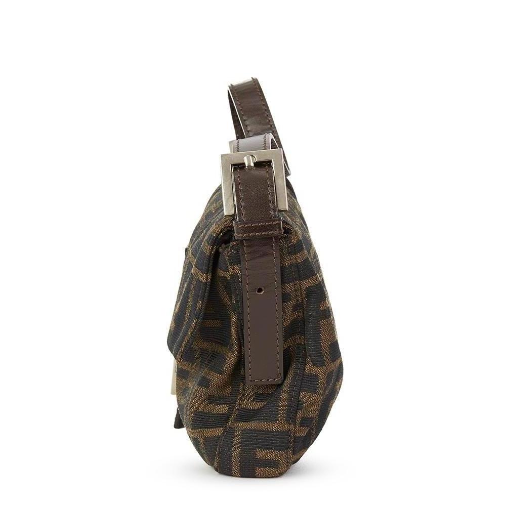 FENDI
Brown Monogram Canvas Baguette

 Reference: HB1964
Serial Number: 505/26424/008
Age (Circa): 2000
Authenticity Details: Serial Stamp (Made in Italy)
Gender: Ladies
Type: Shoulder

Colour: Brown
Hardware: Silver
Material(s): Canvas
Interior: