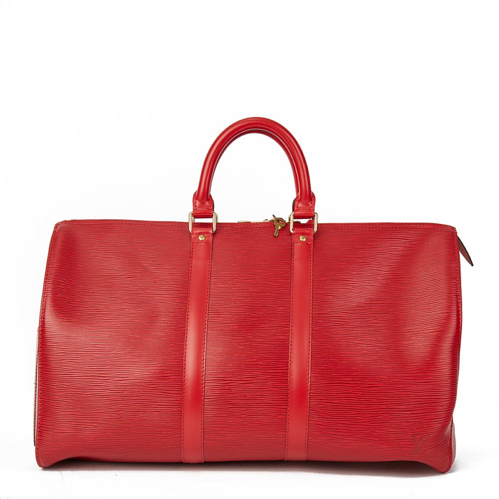 1994 Louis Vuitton Red Epi Leather Vintage Keepall 45 In Excellent Condition In Bishop's Stortford, Hertfordshire