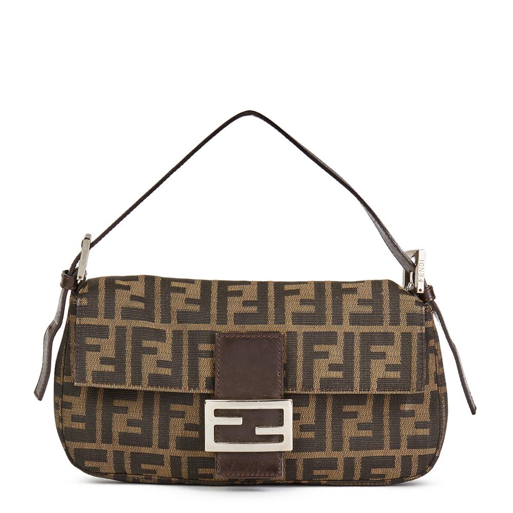 FENDI
Brown Monogram Canvas Baguette

 Reference: HB1977
Serial Number: 222026424-098
Age (Circa): 2000
Authenticity Details: Serial Stamp (Made in Italy)
Gender: Ladies
Type: Shoulder

Colour: Brown
Hardware: Silver
Material(s): Canvas
Interior: