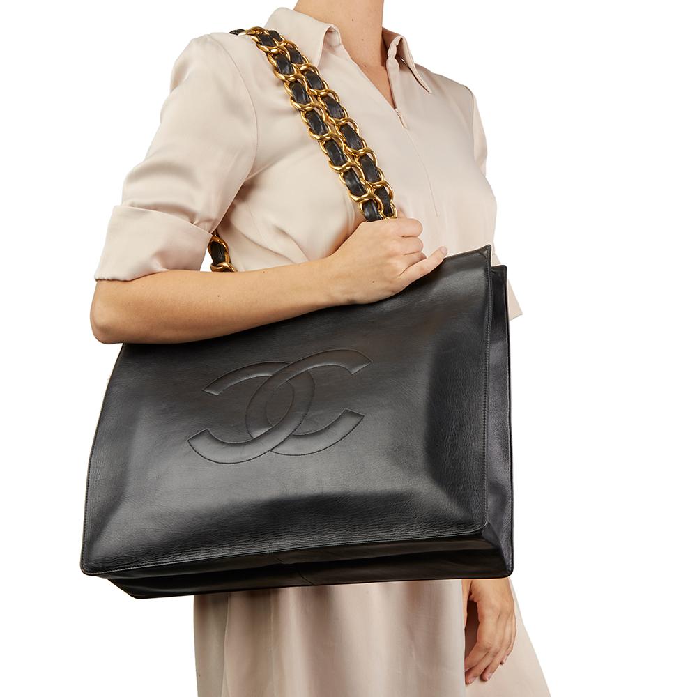 Chanel Black Lambskin "CC" Vinyl Handle Tote Bag | islamiyyat.com