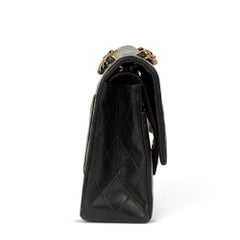 1992 Chanel Black Quilted Lambskin Vintage Medium Classic Double Flap Bag