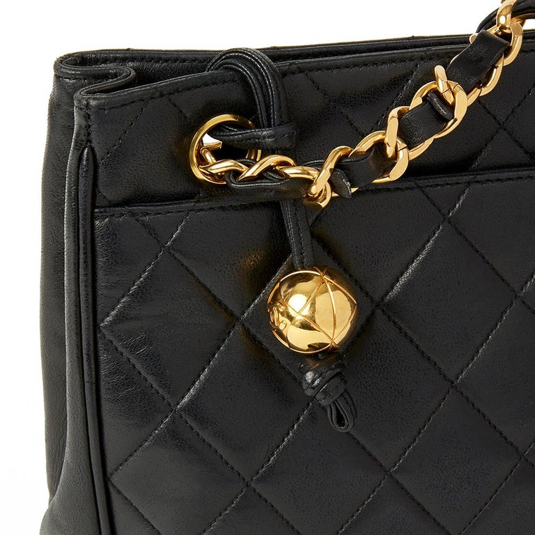 1992 Chanel Black Quilted Lambskin Vintage Timeless Shoulder Bag at 1stDibs