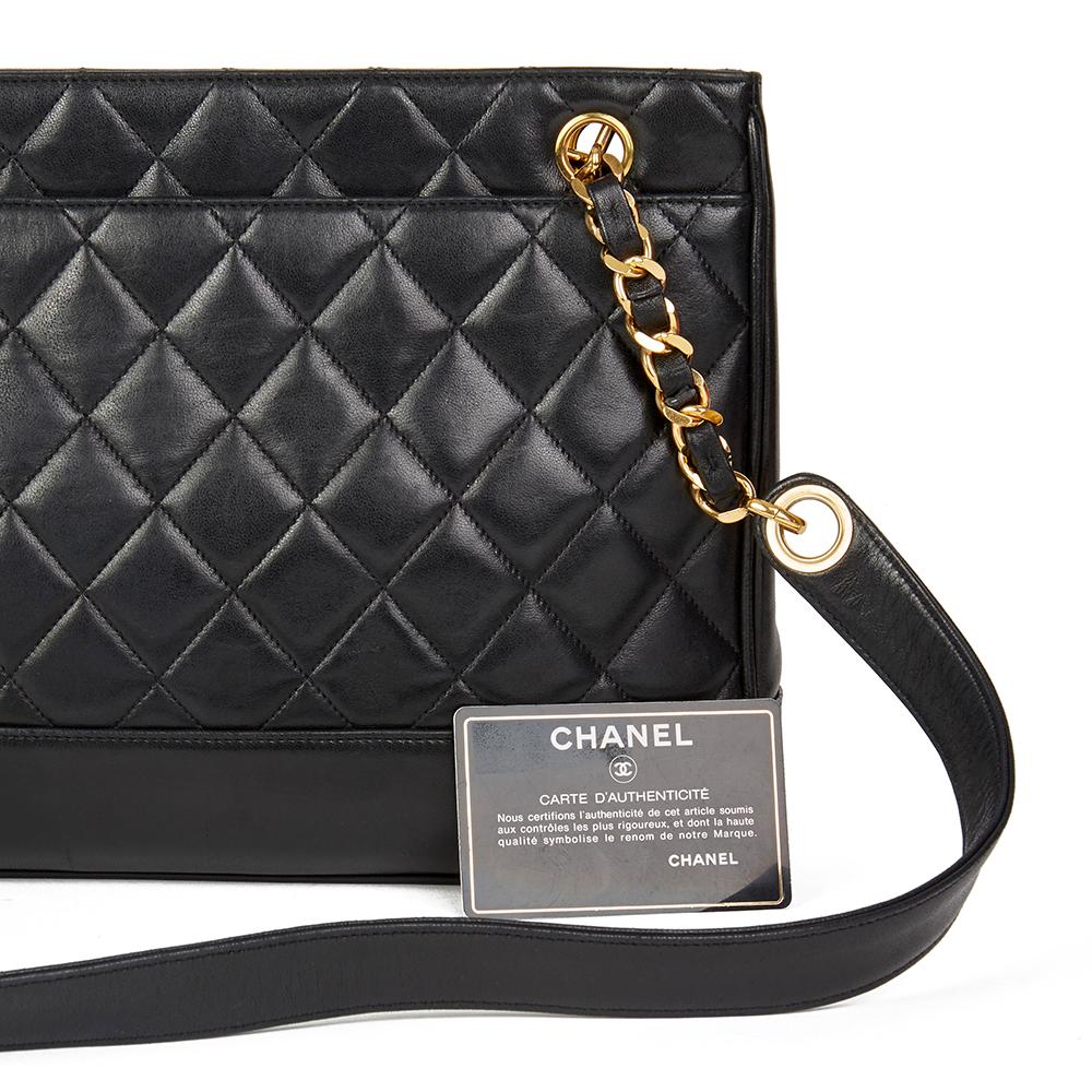 1992 Chanel Black Quilted Lambskin Vintage Timeless Shoulder Bag  5