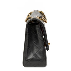 1986 Chanel Black Quilted Lambskin Vintage Small Classic Double Flap Bag