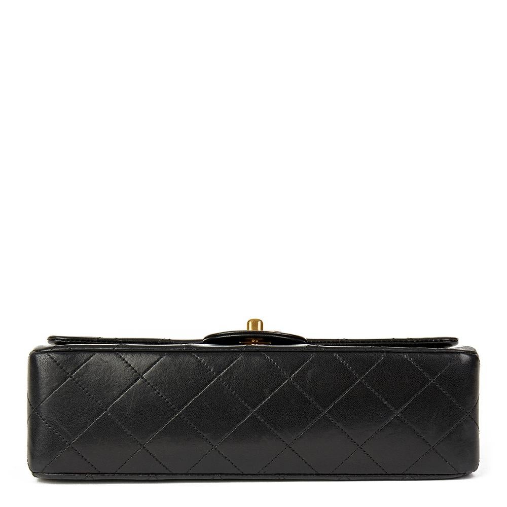 Women's 1986 Chanel Black Quilted Lambskin Vintage Small Classic Double Flap Bag 