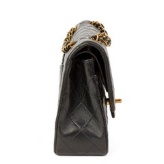 1992 Chanel Blsck Quilted Lambskin Vintage Small Classic Double Flap Bag