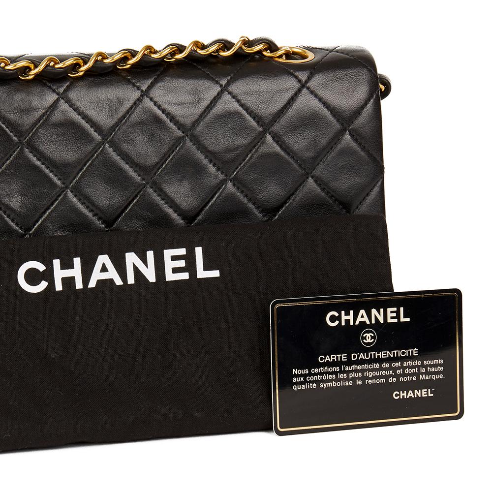 1992 Chanel Blsck Quilted Lambskin Vintage Small Classic Double Flap Bag 1