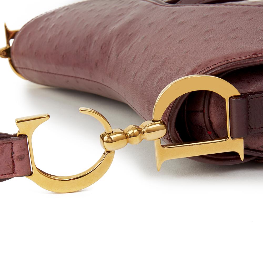Brown 2001 Christian Dior Violet Ostrich Leather Saddle Bag