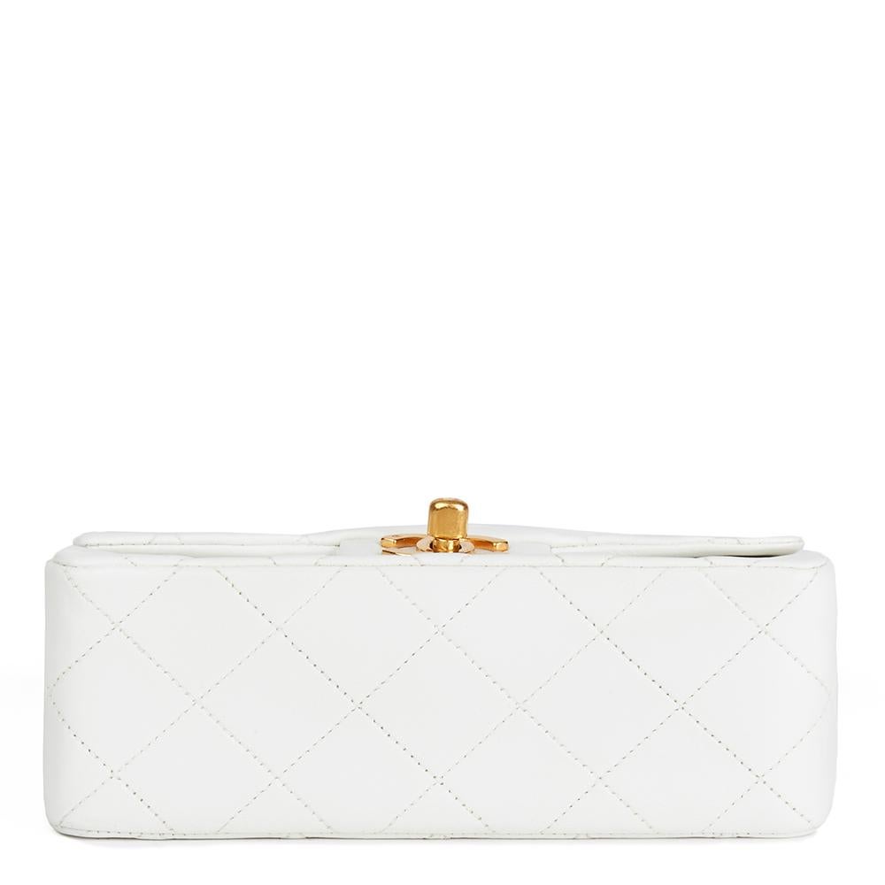 Women's Chanel White Quilted Lambskin Vintage Mini Flap Bag, 1990s 