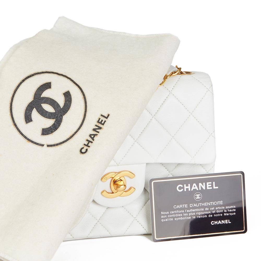 Chanel White Quilted Lambskin Vintage Mini Flap Bag, 1990s  5