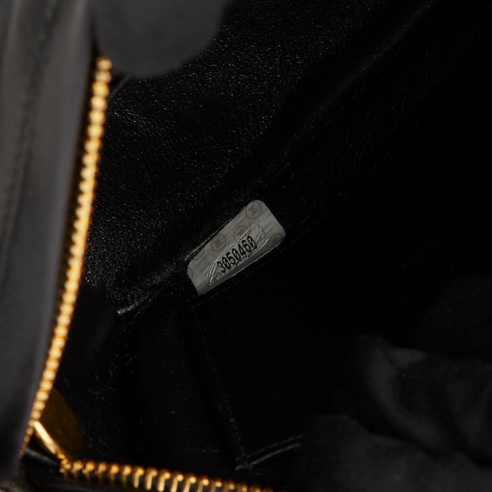 1994 Chanel Black Quilted Lambskin Vintage Leather Logo Fringe Camera Bag 2