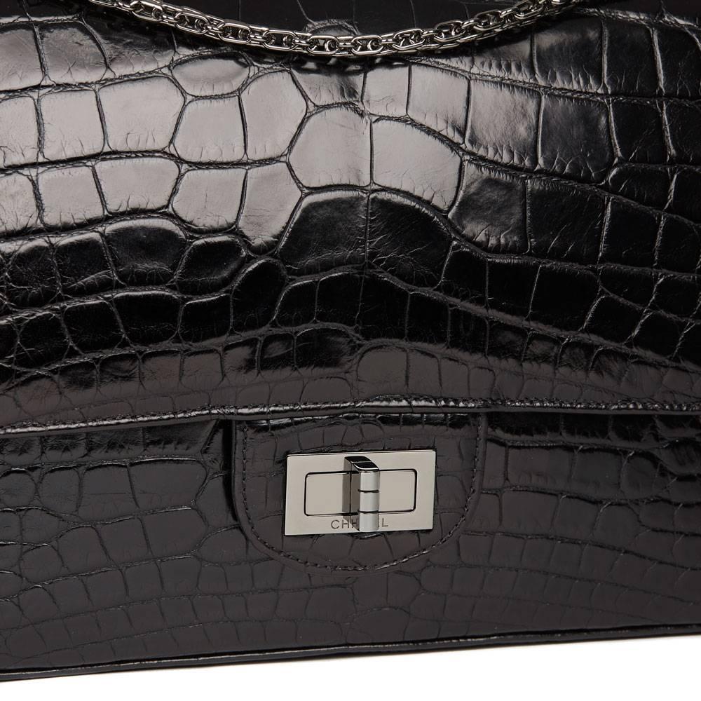 2011 Chanel Black Alligator Leather 2.55 Reissue 227 Double Flap Bag 2