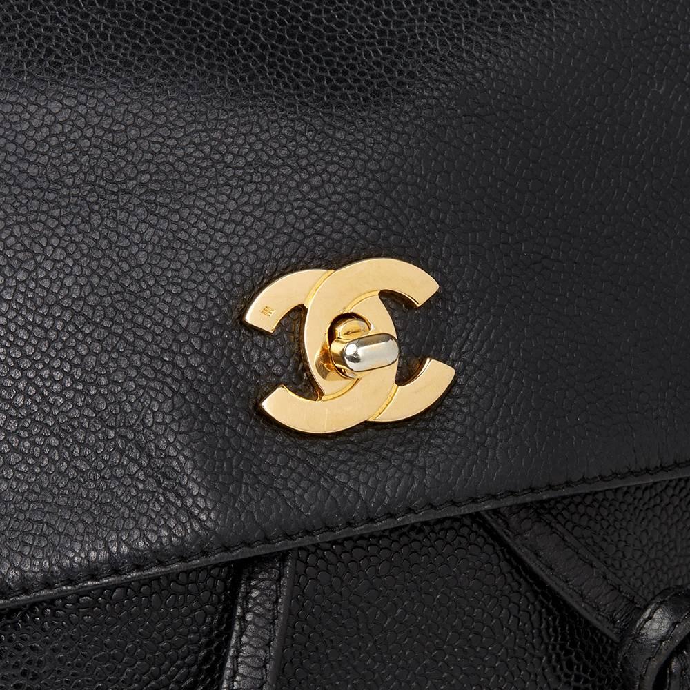 Chanel 1990s Chanel Black Caviar Leather Vintage Timeless Backpack 2