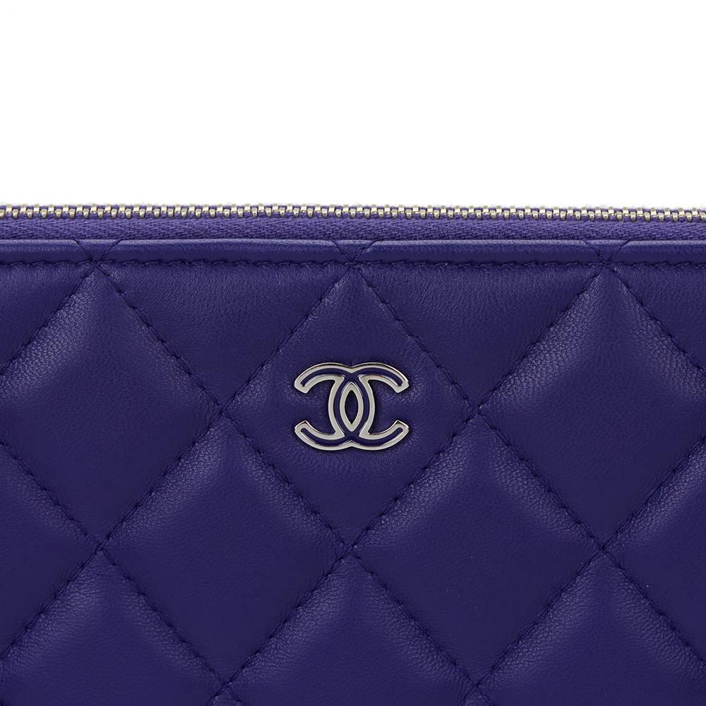 2016 Chanel Blue Quilted Lambskin Medium O Case 4