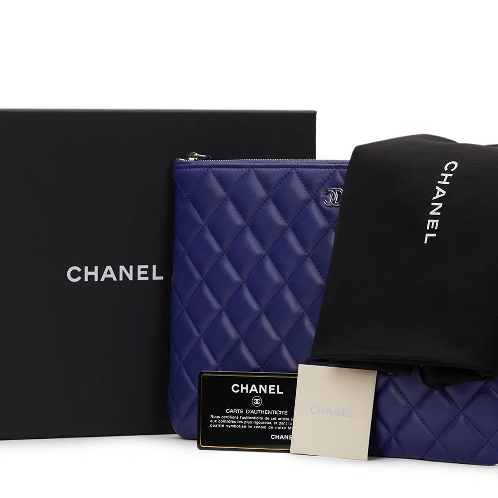 2016 Chanel Blue Quilted Lambskin Medium O Case 6