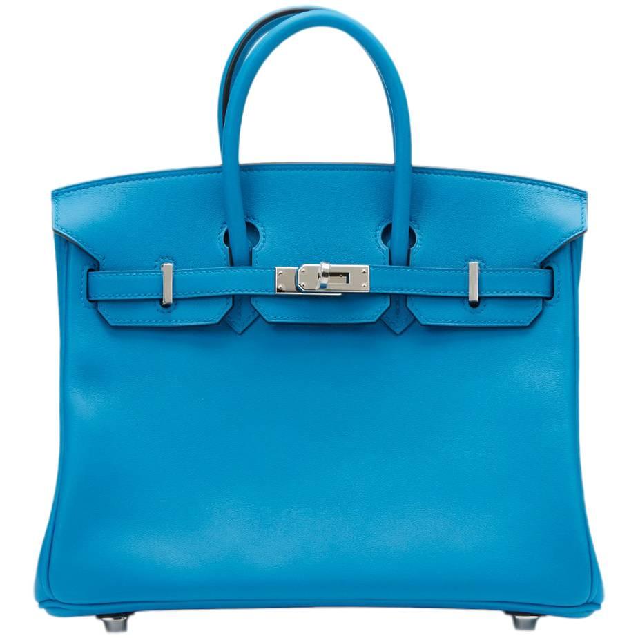 2017 Hermes Blue Zanzibar Swift Leather Birkin 25cm Bag