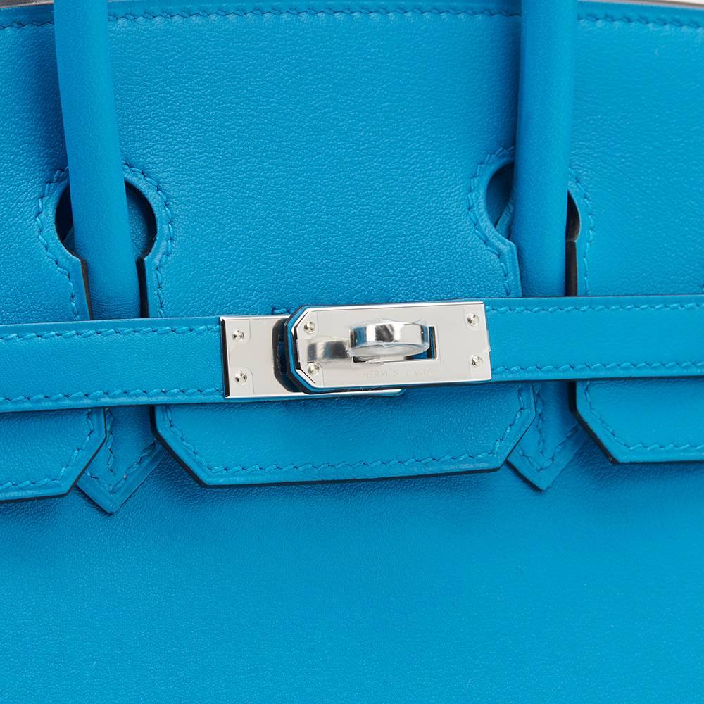 2017 Hermes Blue Zanzibar Swift Leather Birkin 25cm Bag 3