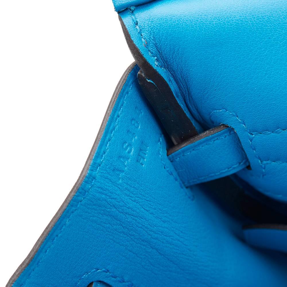 2017 Hermes Blue Zanzibar Swift Leather Birkin 25cm Bag 4