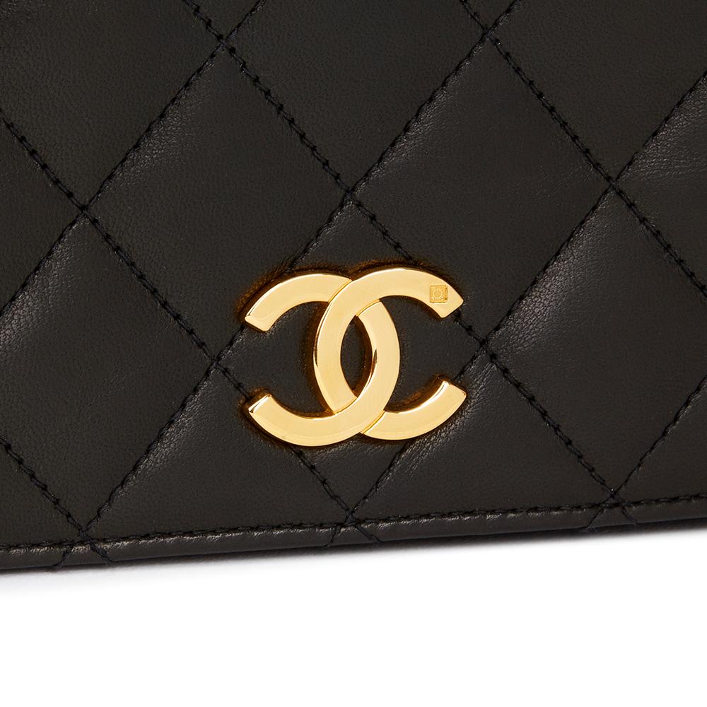 1990s Chanel Black Quilted Lambskin Vintage Small Classic Single Full Flap Bag 2